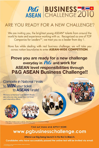 Chương trình P&G Asean Business Challenge 2010 -  Cơ hội trúng giải và thực tập sinh tại P&G